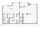 Basement floor plan featuring a bedroom, living room, bathroom, storage, and closet space with dimensions at 7999 Centrebridge Dr, Niwot, CO 80503