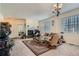 Cozy living room with a fireplace, carpeted floors, and bright natural light at 6776 E Panorama Ln # C1, Denver, CO 80224