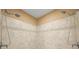 Elegant walk-in shower with dual shower heads and beautiful tile design at 4378 Fell Mist Way, Castle Rock, CO 80109