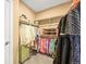 Organized walk-in closet with shelves and hanging racks for optimal storage at 4378 Fell Mist Way, Castle Rock, CO 80109