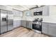 Modern kitchen featuring stainless steel appliances, light gray cabinets, and ample counter space for cooking and entertaining at 235 S 8Th Ave, Brighton, CO 80601