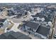 An aerial view of the neatly planned neighborhood with modern townhomes at 7484 W Atlantic Ln, Denver, CO 80227