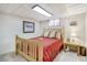 Basement bedroom featuring light colored walls and a bed with wood frame and matching furniture at 6581 S Logan St, Centennial, CO 80121