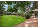 Well-maintained backyard featuring mature trees and a meticulously kept lawn at 8666 E Easter Ave, Centennial, CO 80112