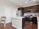 Contemporary kitchen featuring a center island, stainless steel appliances, and dark cabinetry at 9084 Ellis Way, Arvada, CO 80005