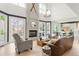 Inviting living room featuring a brick fireplace, ample seating, and a light-filled ambiance at 5962 S Sheridan Way, Littleton, CO 80123