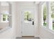 Bright entryway featuring a white front door with glass panel and sidelight windows at 539 Baker St, Longmont, CO 80501