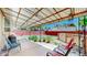 Covered back porch with outdoor seating and views of the fenced backyard at 8774 Princeton St, Westminster, CO 80031