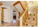 Unique wooden staircase with tile accents at 12041 Twilight St, Longmont, CO 80503