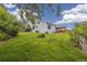 Spacious back yard features green grass with a covered deck in the background at 11030 Glacier Park Cir, Parker, CO 80138