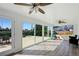 Light-filled sunroom with sliding glass doors and views of the backyard and patio at 1818 South Union Ct, Lakewood, CO 80228