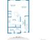 Detailed first floor plan showcases kitchen, living, dining areas, bath, foyer, laundry and pantry at 5895 Biscay St # D, Denver, CO 80249