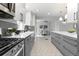 Modern kitchen design showcasing stainless steel appliances, stylish cabinetry, and an open layout to the dining area at 3222 S Fairfax St, Denver, CO 80222