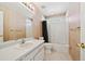Cozy bathroom with a tub/shower combination and a vanity with ample counter space at 16275 Electra St, Brighton, CO 80603