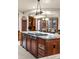 Close-up of kitchen island with gas range, granite countertops, and stainless steel dishwasher at 4 Redhawk Run, Englewood, CO 80113