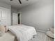 Bedroom features a ceiling fan, large window, and a decorative rug at 5399 Valentia St, Denver, CO 80238