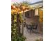 Outdoor patio area featuring brickwork and a pergola with decorative string lights, complemented by well-kept plants at 1800 S Niagara Way, Denver, CO 80224