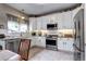 Modern kitchen featuring stainless steel appliances, granite countertops, and bright white cabinets at 10554 Tracewood Cir, Highlands Ranch, CO 80130