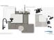 Bathroom design featuring matte fixtures, white tiles, and neutral-tone countertops and flooring at 1446 Coral Pl, Longmont, CO 80504