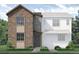 Charming two-story home featuring stone and siding, complemented by a lush, landscaped yard and gray door at 1446 Coral Pl, Longmont, CO 80504