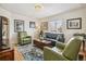 Cozy living room featuring hardwood floors, a comfy sofa, and two armchairs at 2895 Dexter St, Denver, CO 80207