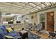 Relaxing covered patio with comfortable seating, ceiling fan and sliding glass doors at 13781 E Marina Dr # A, Aurora, CO 80014