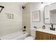 Stylish bathroom with shower and tub at 3643 S Mobile Way, Aurora, CO 80013