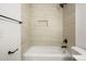 Bright bathroom with soaking tub and tile shower at 3643 S Mobile Way, Aurora, CO 80013