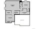 Basement blueprint featuring a large recreation room and storage including a flex room and bedroom with bath at 5537 Riverbend Ave, Firestone, CO 80504