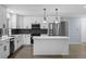 Modern kitchen features white cabinets, stainless steel appliances, and a contrasting black tile backsplash at 1963 Hogan Ct, Castle Rock, CO 80109