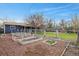 Well-kept backyard with raised garden beds and a rustic brick oven at 3975 S Jason St, Englewood, CO 80110