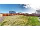 Large fenced backyard with lush grass, perfect for outdoor activities at 17947 E 95Th Ave, Commerce City, CO 80022