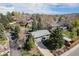 A high angle view of a split level home with mature landscaping in a residential neighborhood on a partly cloudy day at 1244 S Wright St, Lakewood, CO 80228