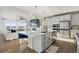Bright, modern kitchen with a large island, stainless steel appliances, and a fireplace at 14373 Shasta Daisy Pt, Parker, CO 80134