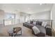 Spacious loft with a large sectional sofa, coffee table, and modern railing, perfect for relaxing at 14373 Shasta Daisy Pt, Parker, CO 80134
