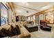 Basement media room with projector and a large sectional sofa, perfect for entertainment at 4181 S Ivy Ln, Cherry Hills Village, CO 80111