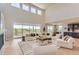 Expansive living room featuring soaring ceilings, a large sectional sofa, and floor-to-ceiling windows with scenic outdoor views at 4769 Weitbrec Ln, Castle Rock, CO 80104