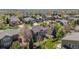 Expansive aerial shot of the property, featuring the backyard, mature trees, and charming neighborhood setting at 2861 Madison Ln, Broomfield, CO 80023