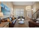 Spacious living room with large windows, comfortable leather seating, and stylish decor at 2861 Madison Ln, Broomfield, CO 80023