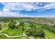 Expansive aerial view of the golf course community showcasing the lush greenery, water features, and homes at 2945 W Riverwalk Cir # B, Littleton, CO 80123