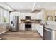 Bright kitchen boasts white cabinetry, granite countertops, and stainless steel appliances at 2945 W Riverwalk Cir # B, Littleton, CO 80123