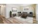 Comfortable living room showcases an area rug, decorative plant and a gray sectional sofa at 740 Lotus Way, Broomfield, CO 80020