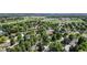 Aerial view showcasing a lush residential neighborhood with tree-lined streets and a school at 23 Carla Way, Broomfield, CO 80020