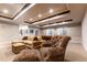 Basement with sectional sofa, accent chair, pool table and accent lighting at 1152 S Ogden St, Denver, CO 80210