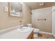 Neutral bathroom featuring tile floors, a toilet, sink with vanity, and shower stall at 16246 E Hamilton Pl, Aurora, CO 80013