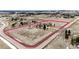 Expansive aerial view highlighting the property's large lot size and the surrounding neighborhood at 34942 Wagon Wheel Trl, Elizabeth, CO 80107
