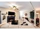 Beautiful finished basement with a fireplace, comfortable seating, and stylish decor, perfect for Gathering time at 34942 Wagon Wheel Trl, Elizabeth, CO 80107