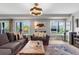 The living room features hardwood floors, neutral colors, large windows, and a view of the back yard at 5319 W Hoover Dr, Littleton, CO 80123