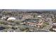 Aerial view of a community offering a church, dome, and easy access to the highway at 381 S Estes St # 1, Lakewood, CO 80226
