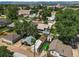 Aerial view of a neighborhood featuring lush trees and a variety of homes and gardens at 3306 S Logan St, Englewood, CO 80113
